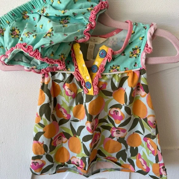 Colorful Ruffled Baby Dress with Floral Patterns